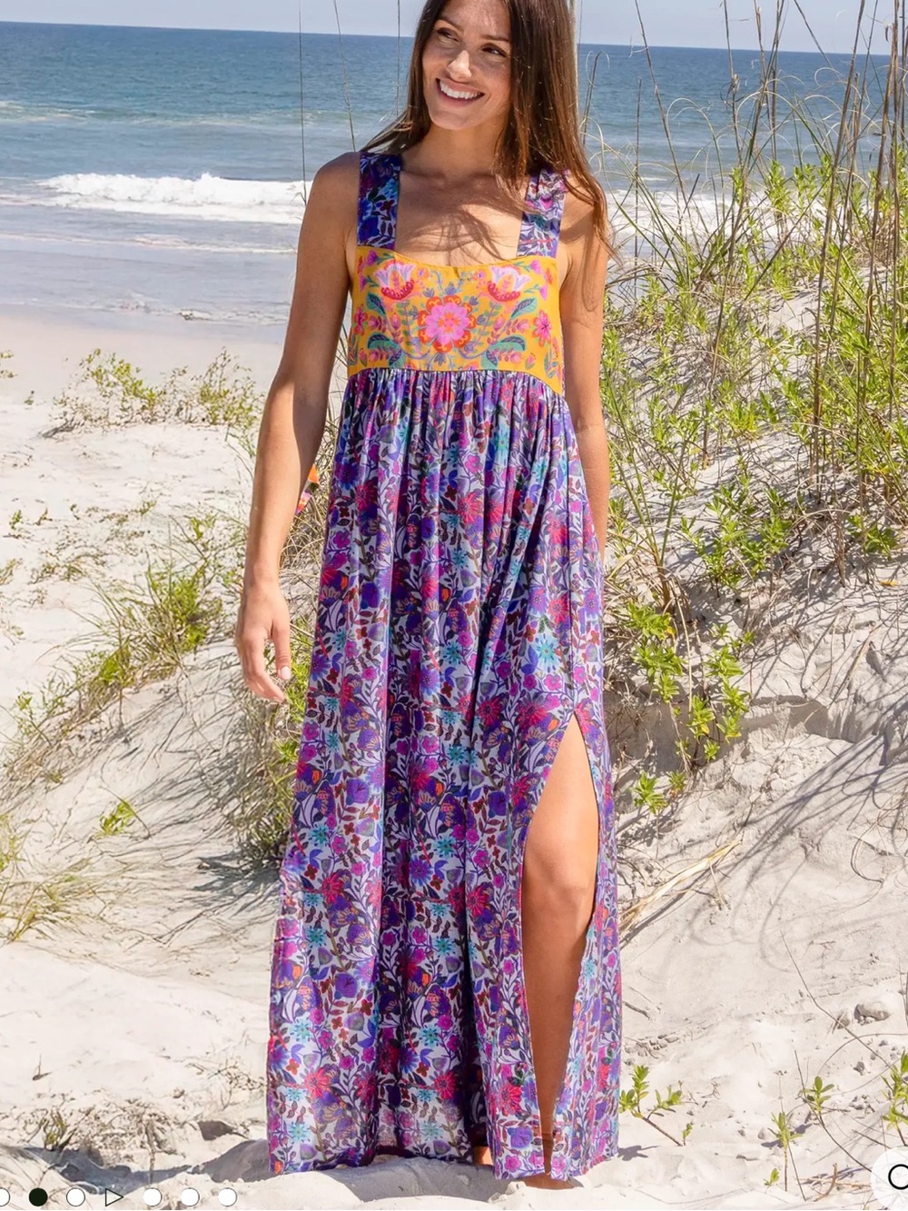 Natural Life Tricia Maxi Dress Women’s Medium Dark Purple Daisies Boho Hippie - Picture 13 of 13